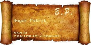 Beyer Patrik névjegykártya